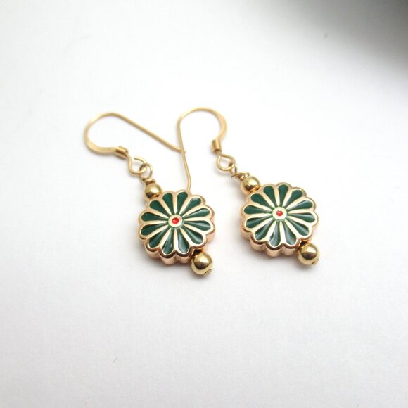 Enamel Daisy earrings - Picture 1 of 6